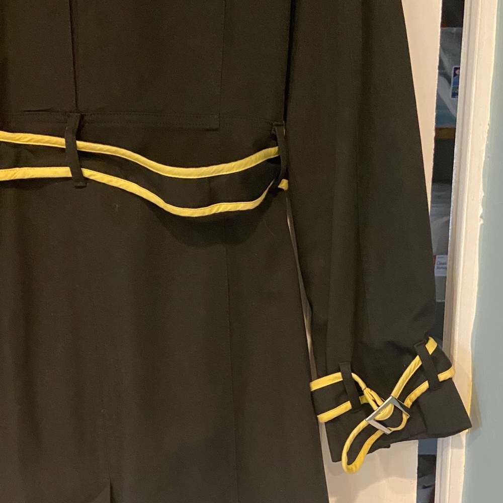 Max Studio Black Trench Coat with Yellow Accents - Picture 10 of 10